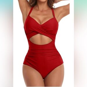 Women's One Piece Swimsuits Tummy Control Cutout High Waisted Bathing Suit Small